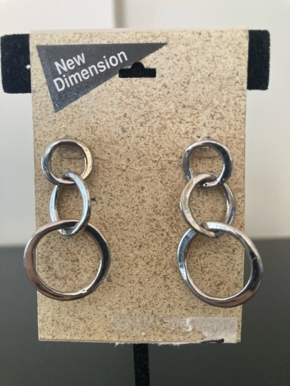 Silver Tone Triple Circle Drop Earrings